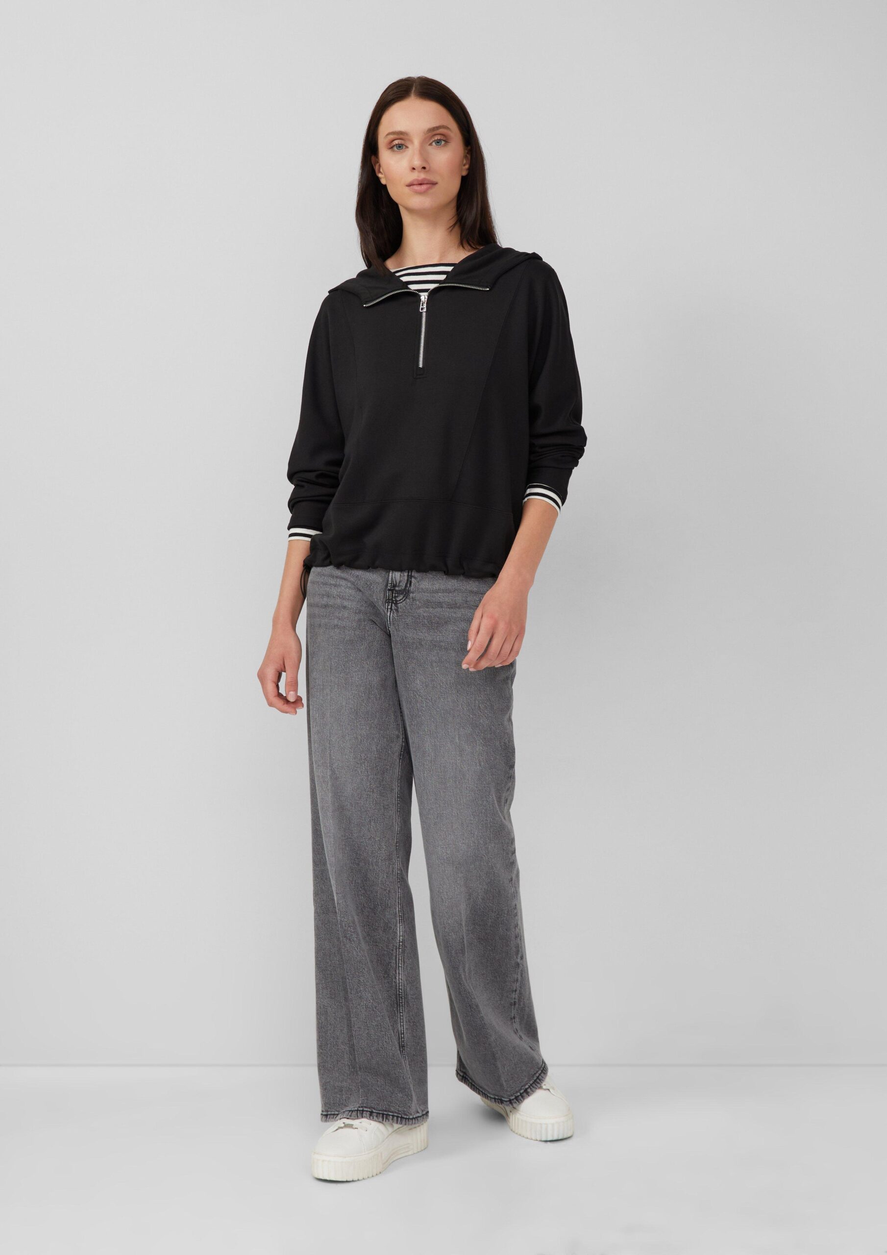 Scuba-Hoodie mit Fledermausärmeln und regulierbarem Saum