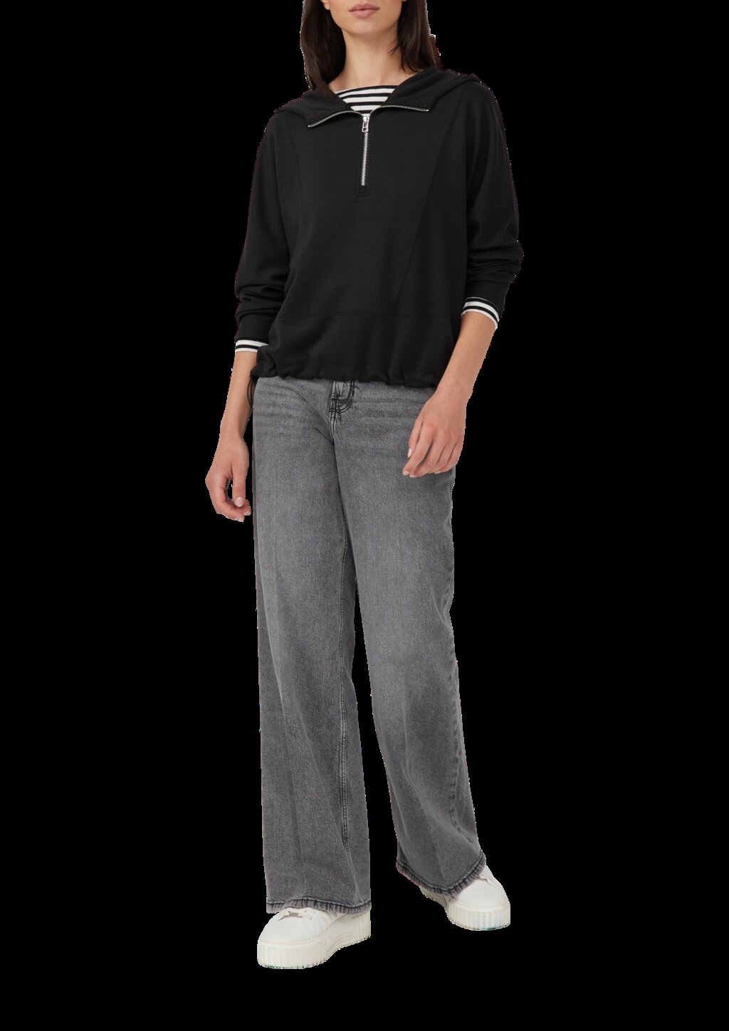 Scuba-Hoodie mit Fledermausärmeln und regulierbarem Saum