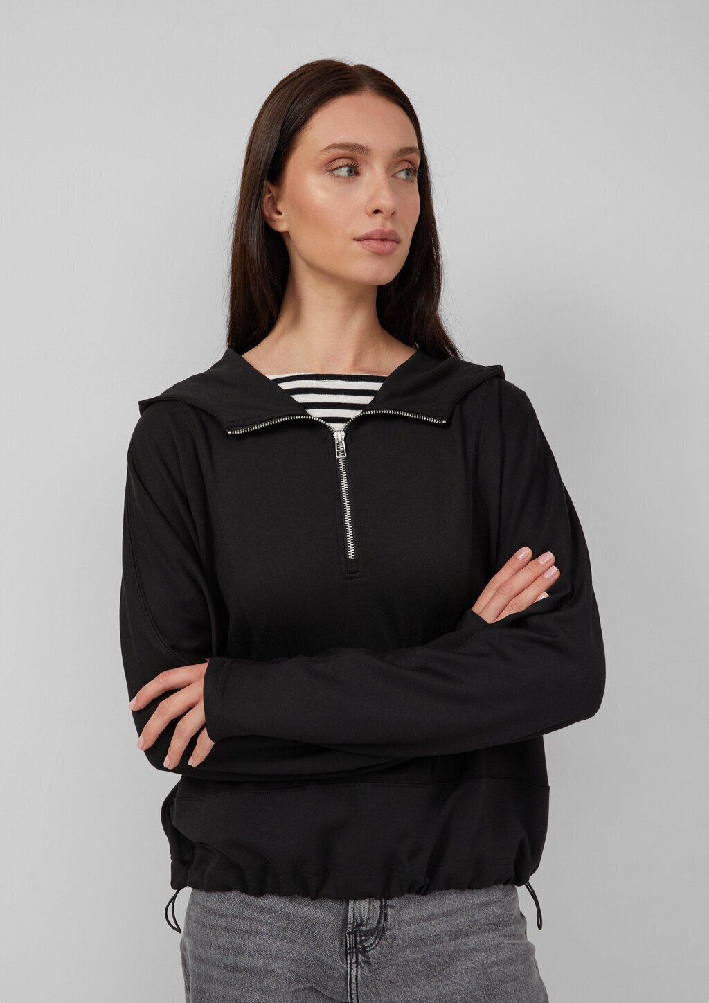 Scuba-Hoodie mit Fledermausärmeln und regulierbarem Saum