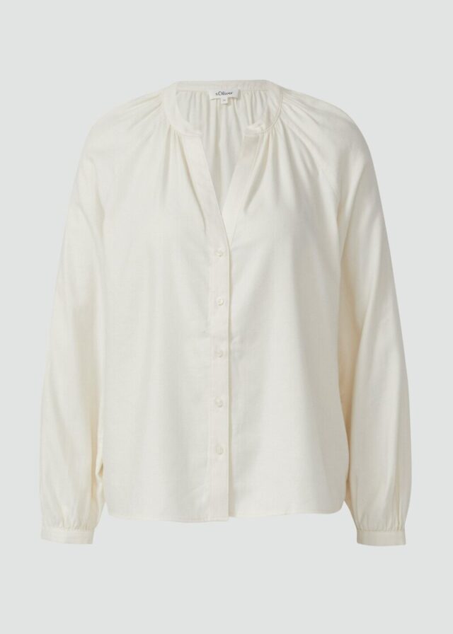 Flanell-Bluse im Relaxed Fit mit Raffung