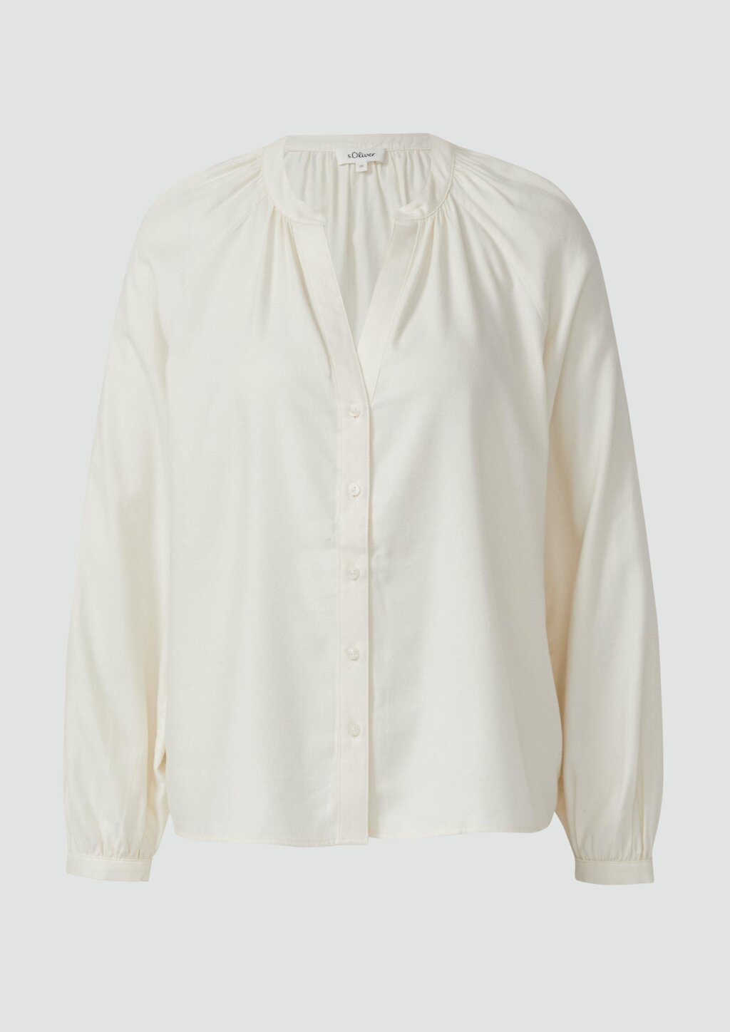 Flanell-Bluse im Relaxed Fit mit Raffung