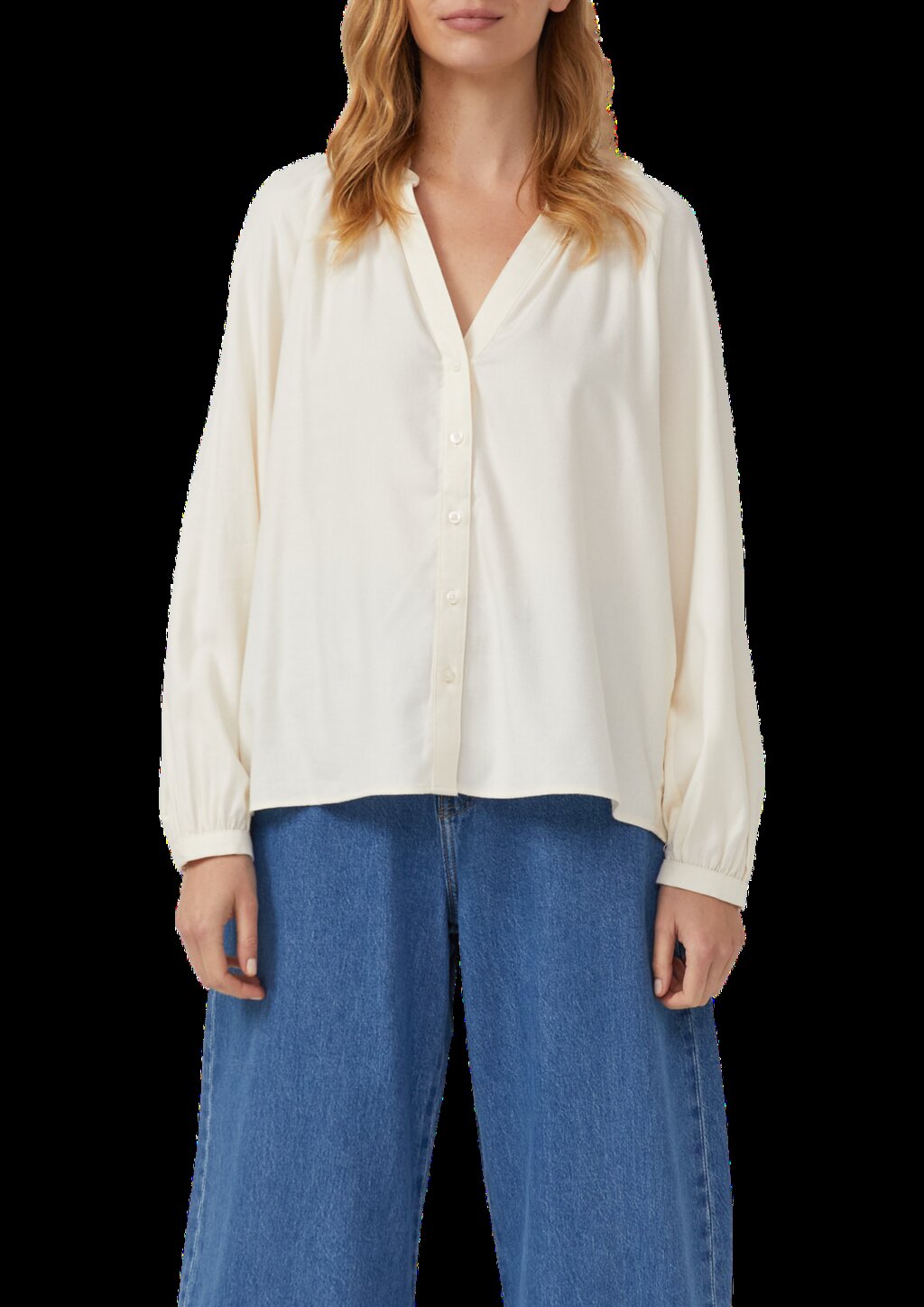 Flanell-Bluse im Relaxed Fit mit Raffung