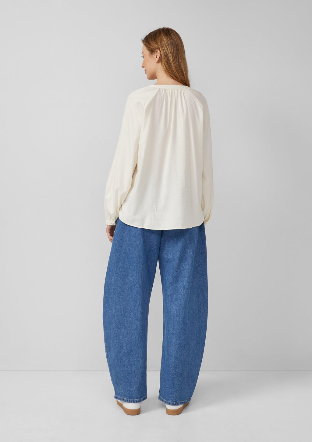 Flanell-Bluse im Relaxed Fit mit Raffung