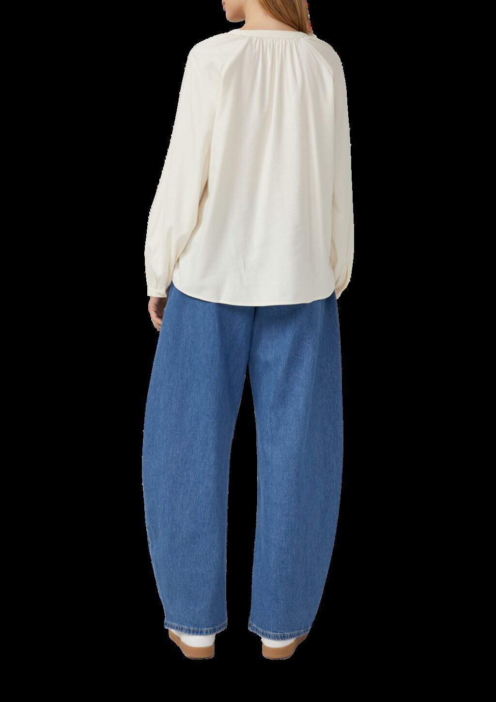 Flanell-Bluse im Relaxed Fit mit Raffung