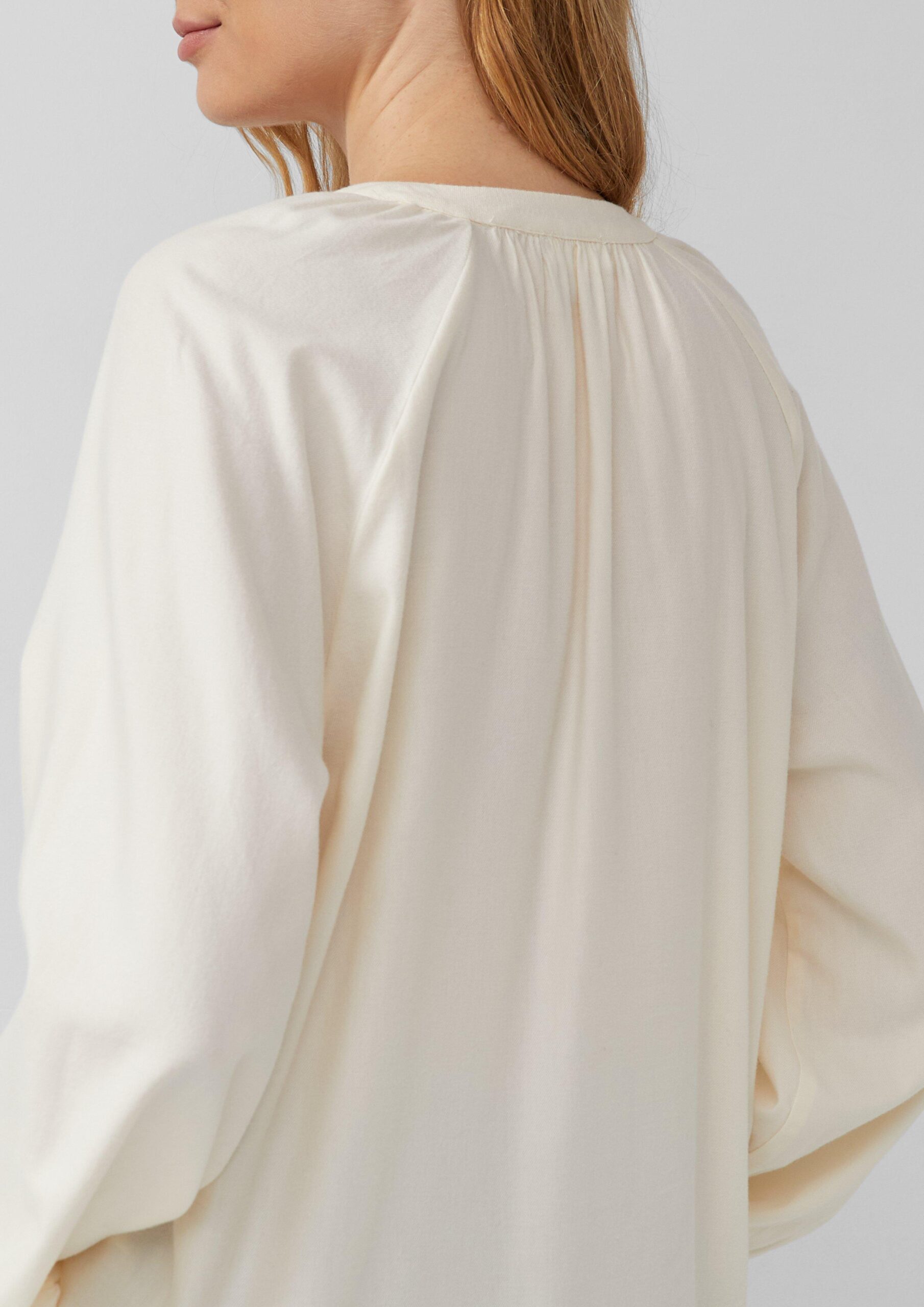 Flanell-Bluse im Relaxed Fit mit Raffung