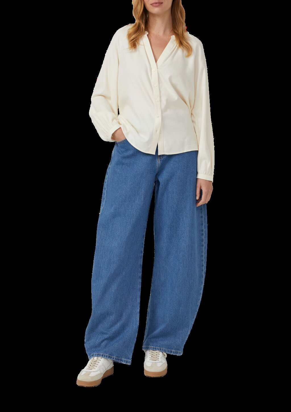 Flanell-Bluse im Relaxed Fit mit Raffung