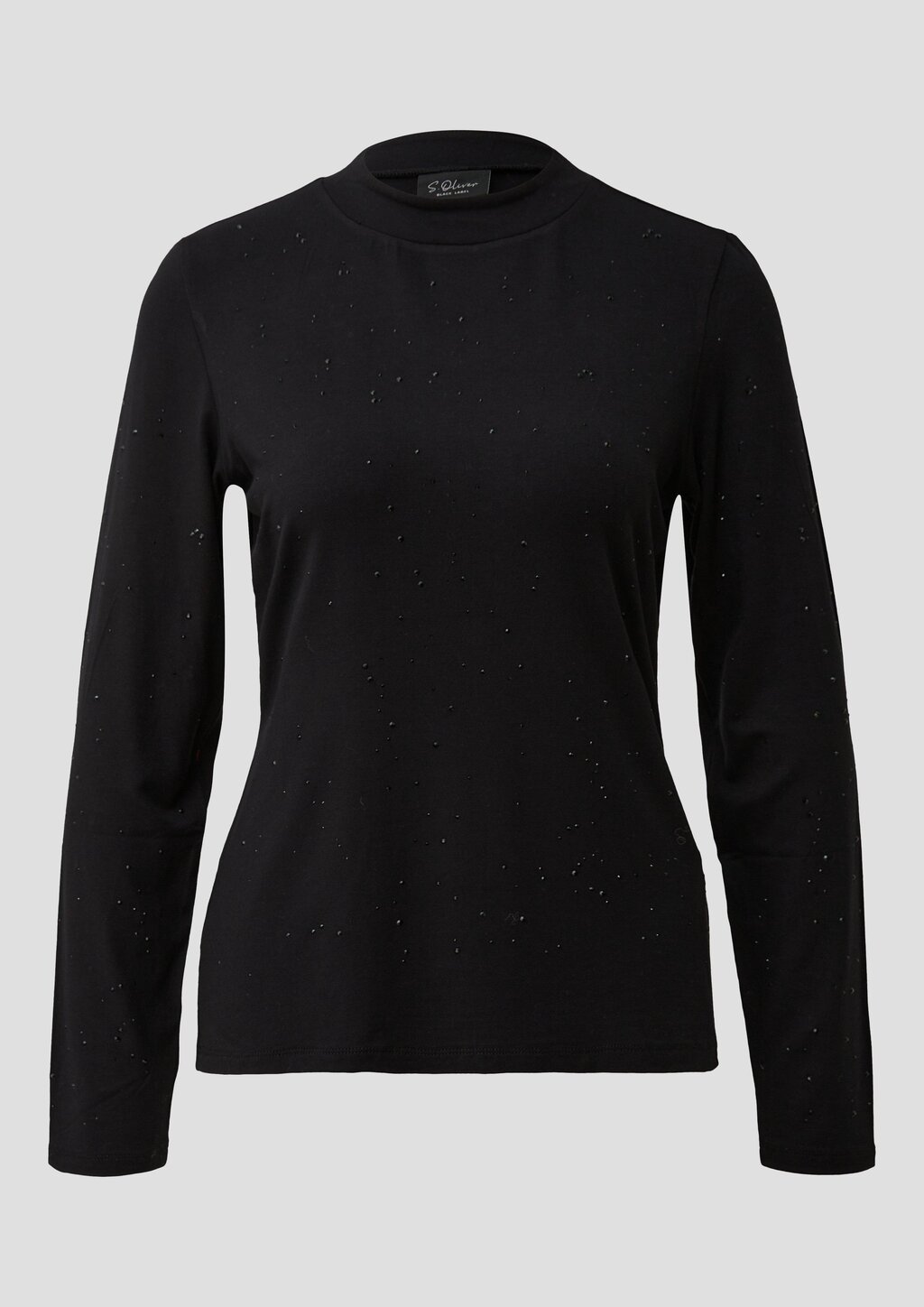 Langarm-Shirt aus Viskose-Jersey mit Schmucksteinen