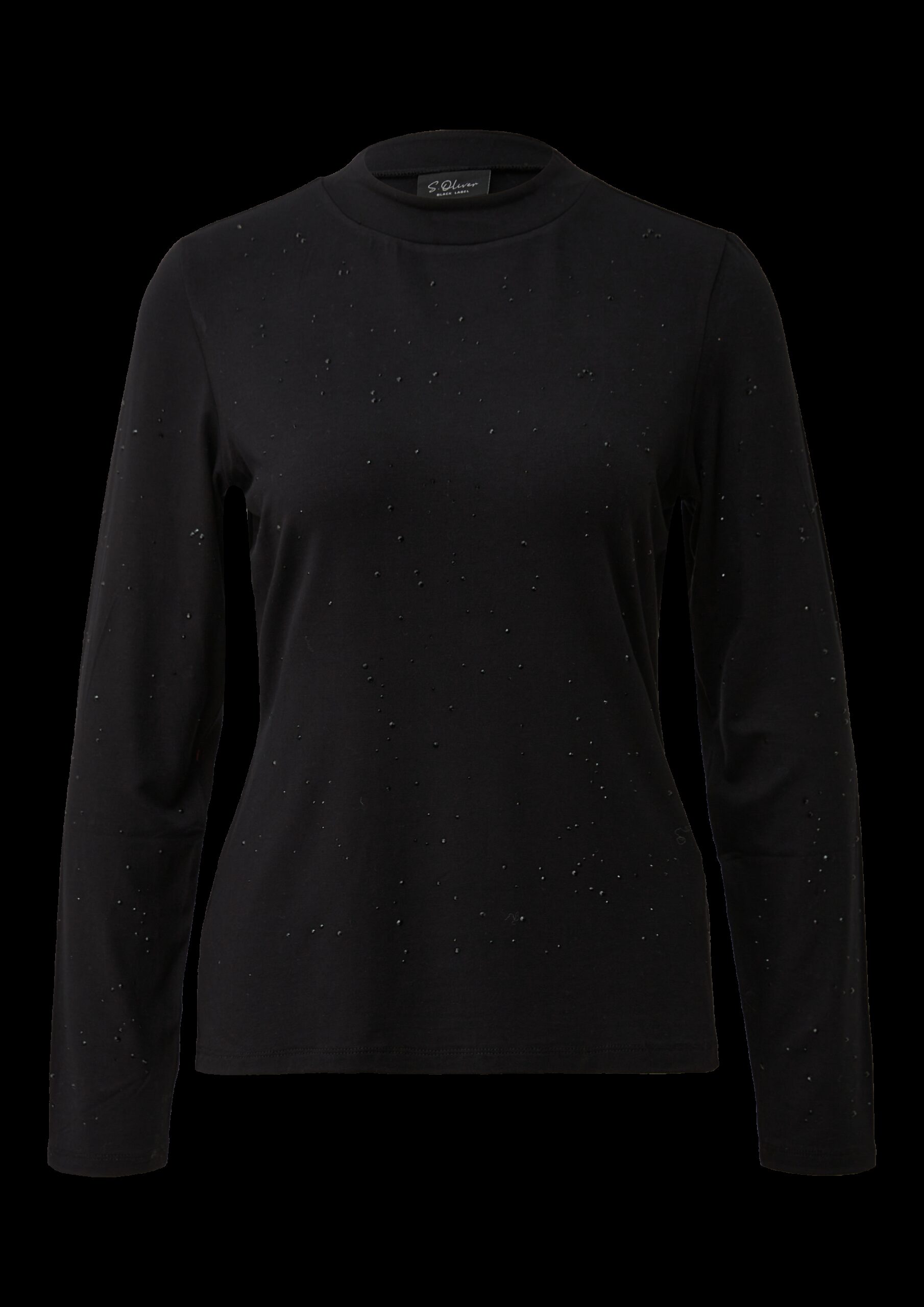 Langarm-Shirt aus Viskose-Jersey mit Schmucksteinen