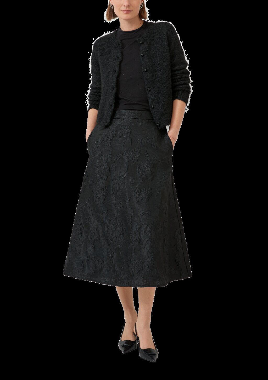 Langarm-Shirt aus Viskose-Jersey mit Schmucksteinen