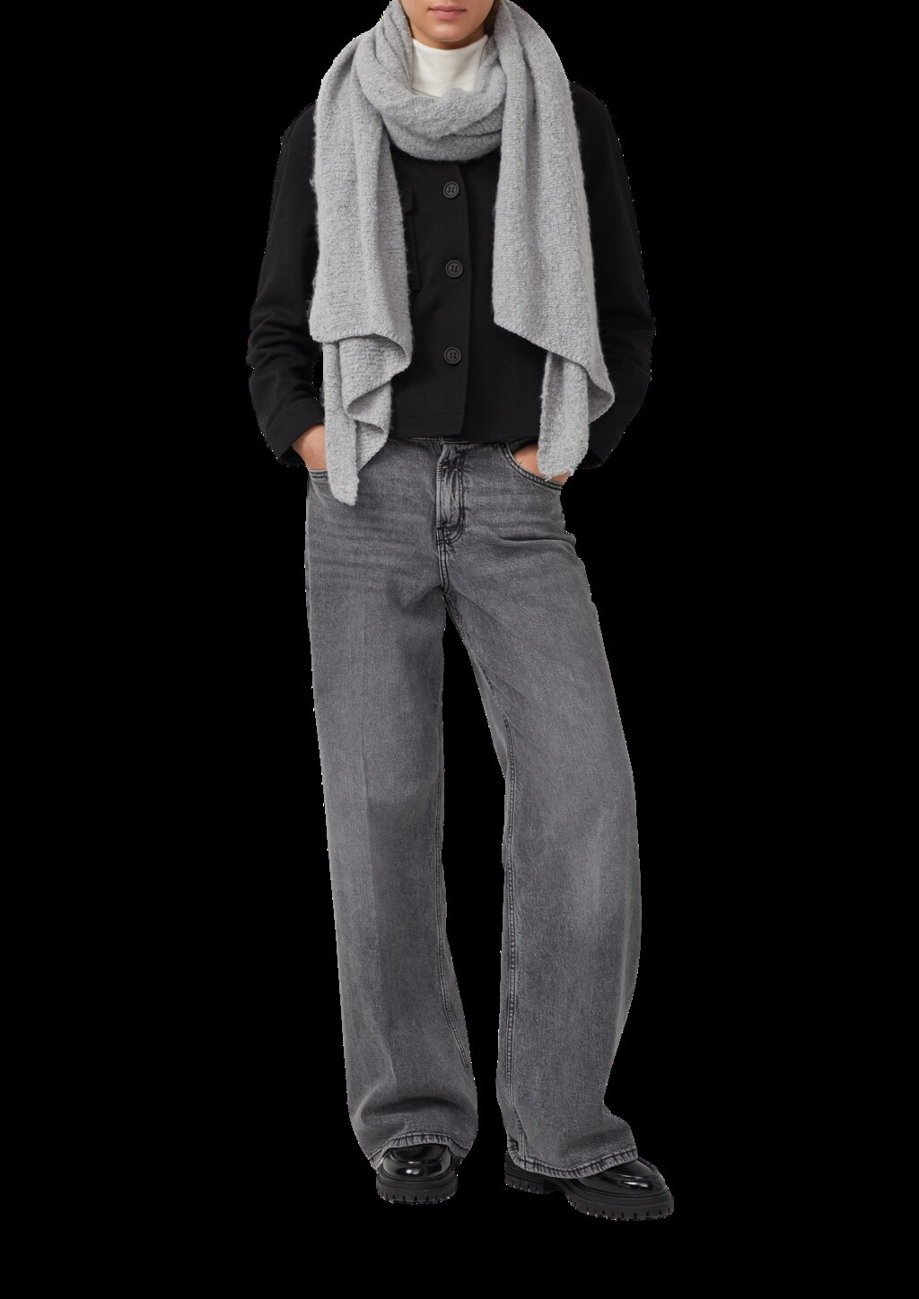 Bouclé-Schal mit abgeschrägten Enden