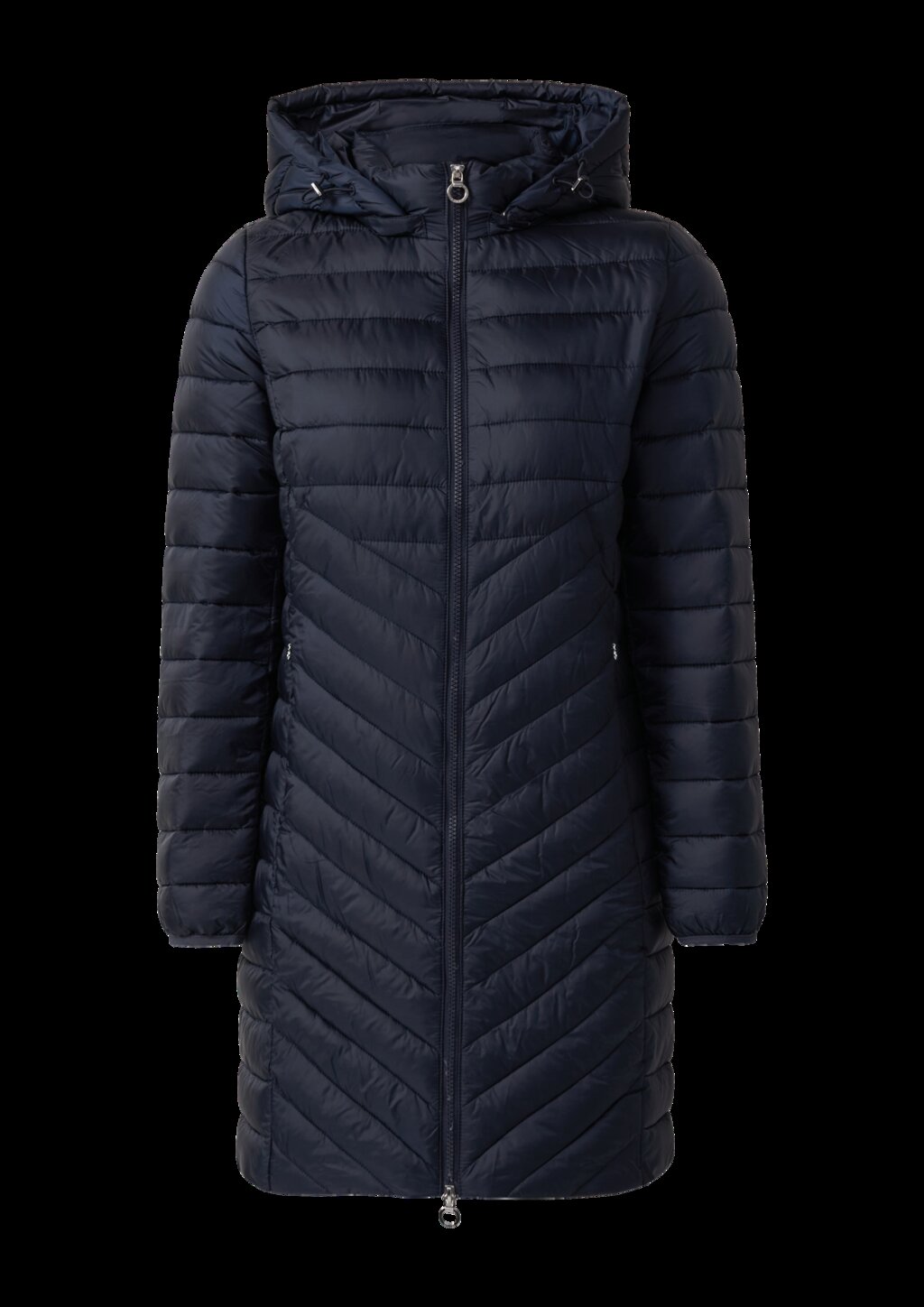 Packbarer leichter Mantel mit Zwei-Wege-Reißverschluss und abnehmbarer Kapuze