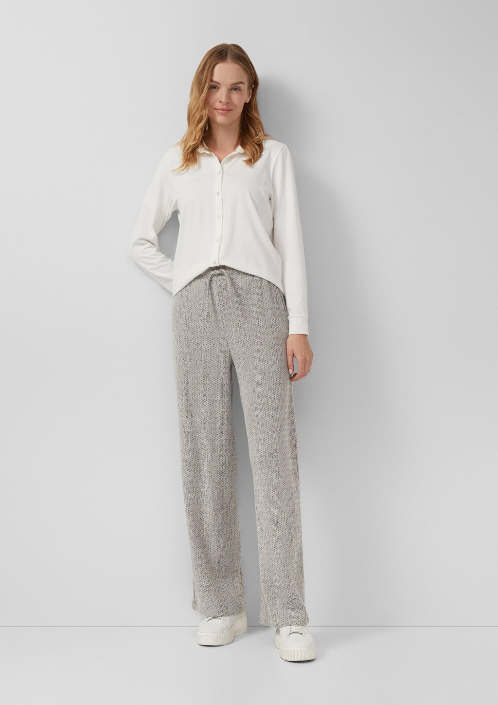 Strukturierte Wide-Leg-Hose mit Tunnelzug