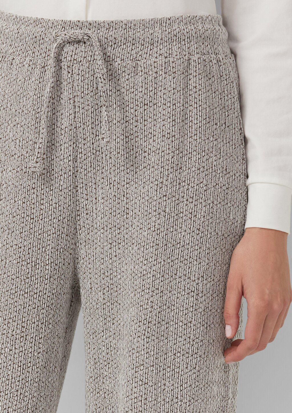 Strukturierte Wide-Leg-Hose mit Tunnelzug