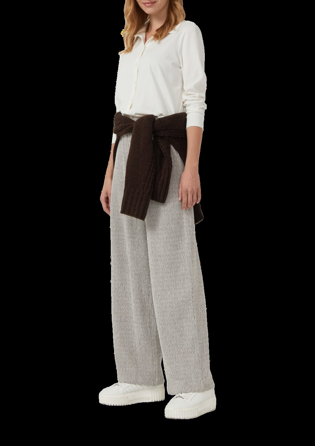 Strukturierte Wide-Leg-Hose mit Tunnelzug