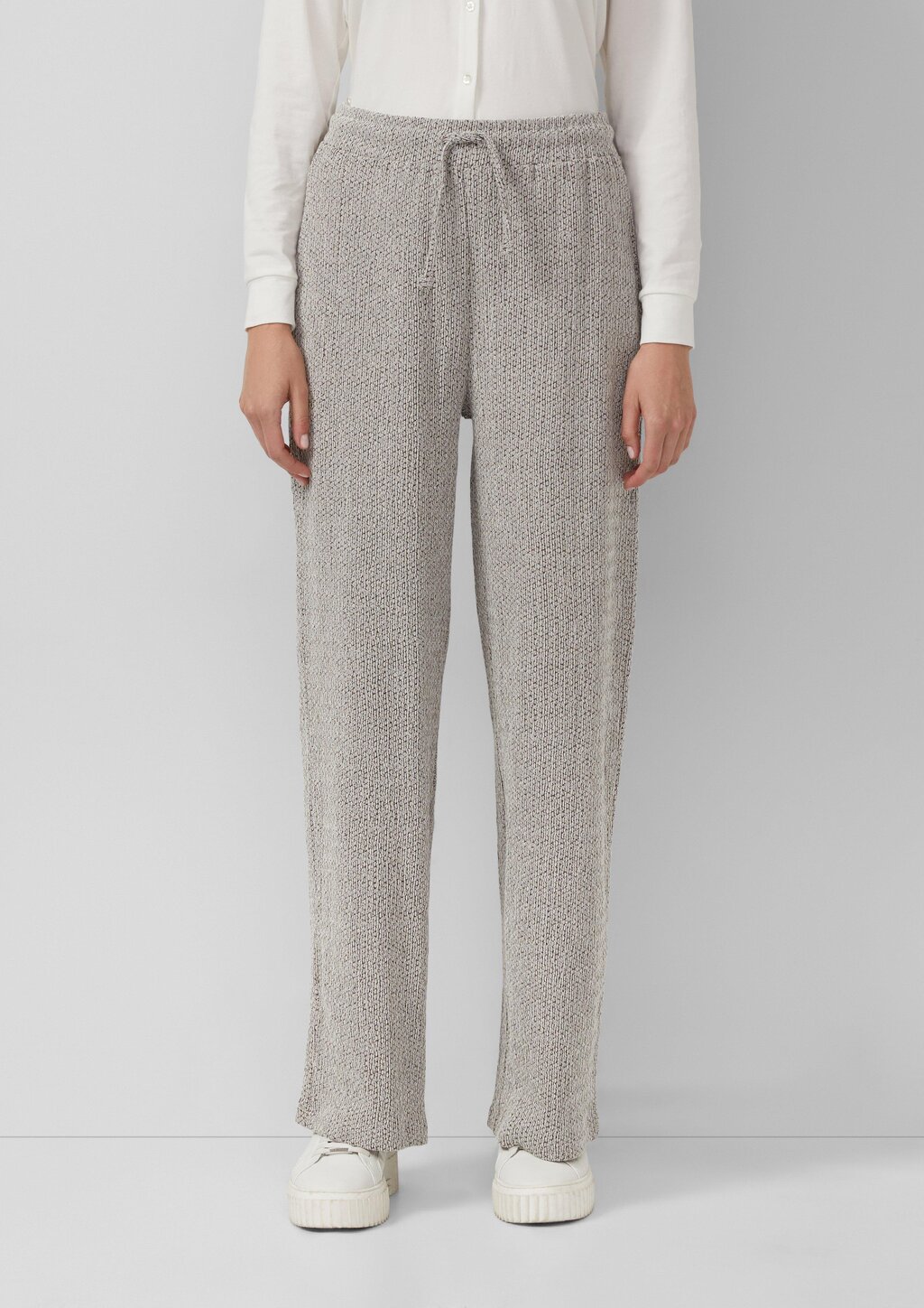 Strukturierte Wide-Leg-Hose mit Tunnelzug