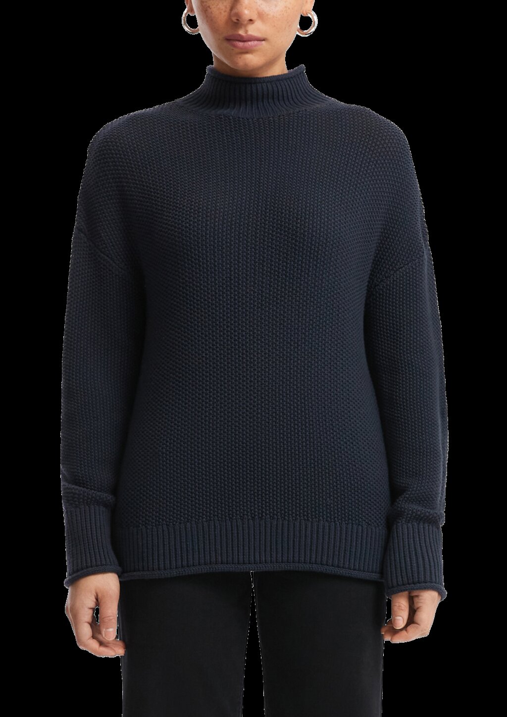 Strickpullover mit Stehkragen aus Baumwollmix