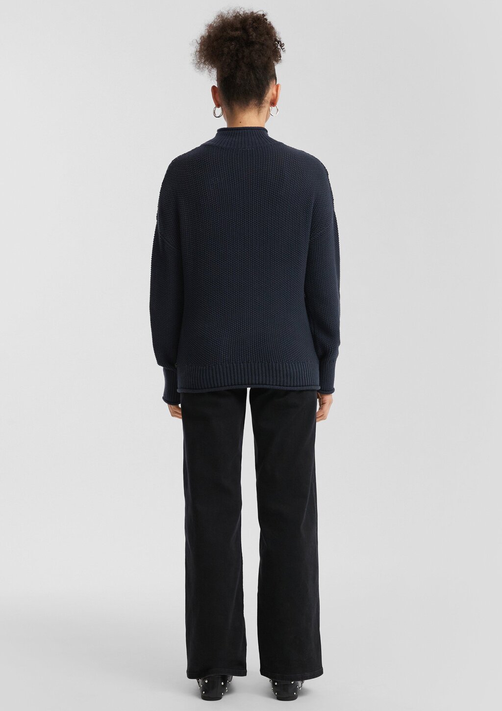 Strickpullover mit Stehkragen aus Baumwollmix