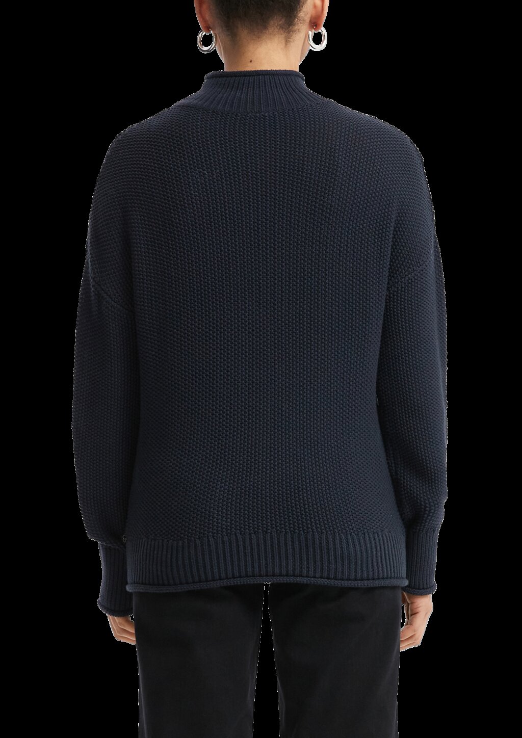 Strickpullover mit Stehkragen aus Baumwollmix