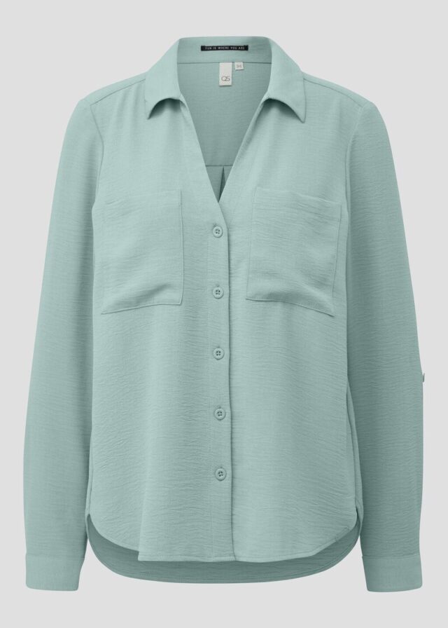 Crêpebluse mit Turn-up-Ärmel