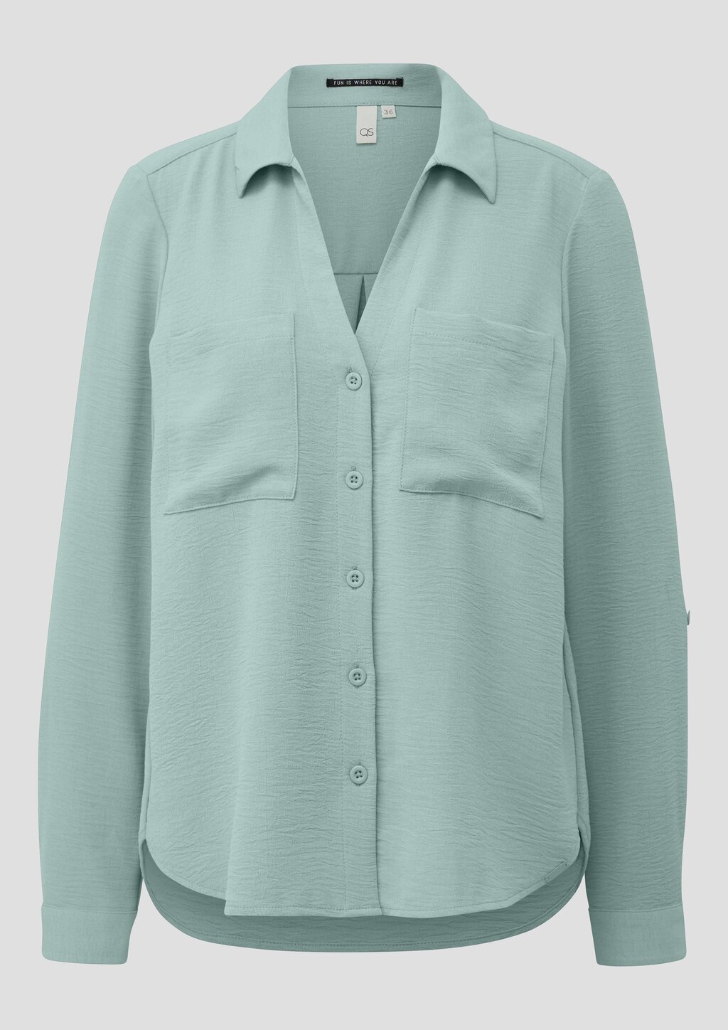 Crêpebluse mit Turn-up-Ärmel