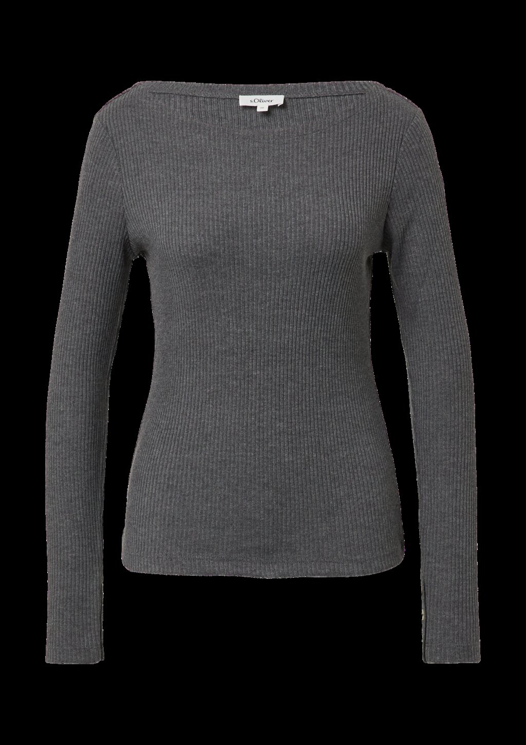 Geripptes Langarmshirt mit Knopf-Detail am Arm