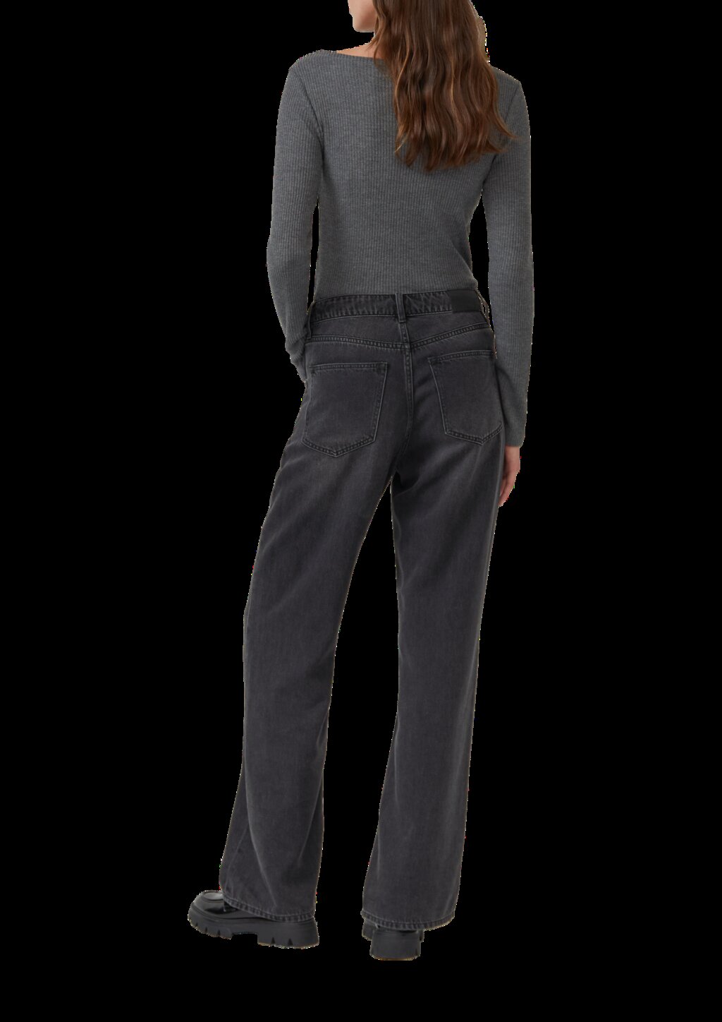 Geripptes Langarmshirt mit Knopf-Detail am Arm