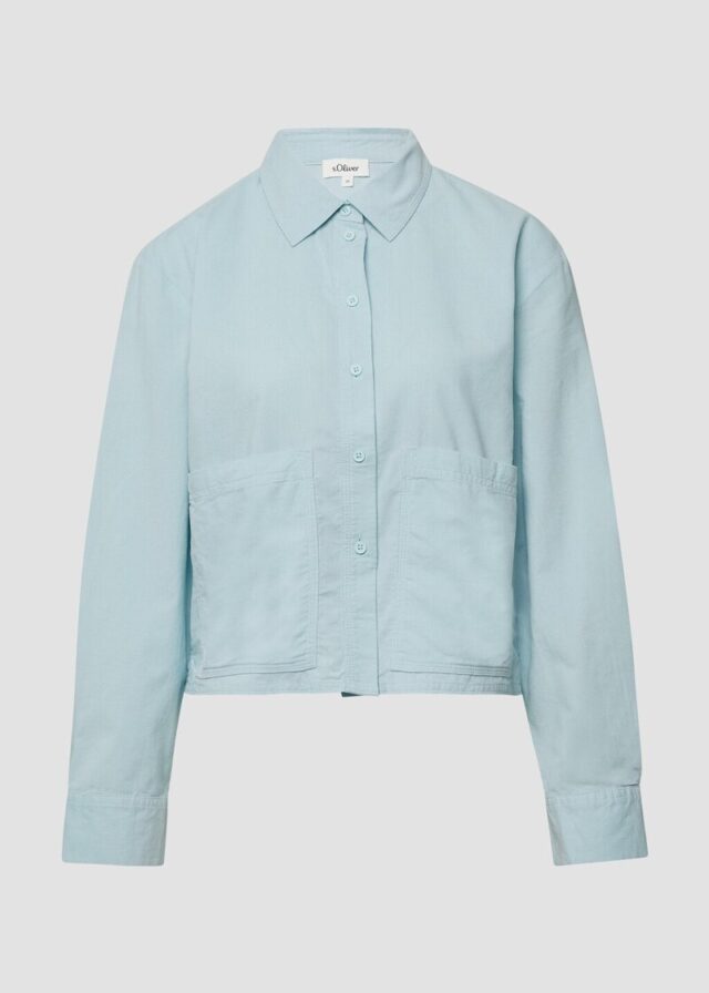 Verkürzte Feincord-Bluse mit aufgesetzten Taschen