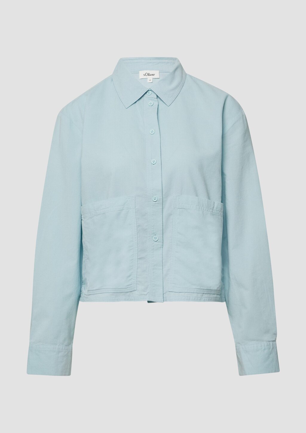 Verkürzte Feincord-Bluse mit aufgesetzten Taschen