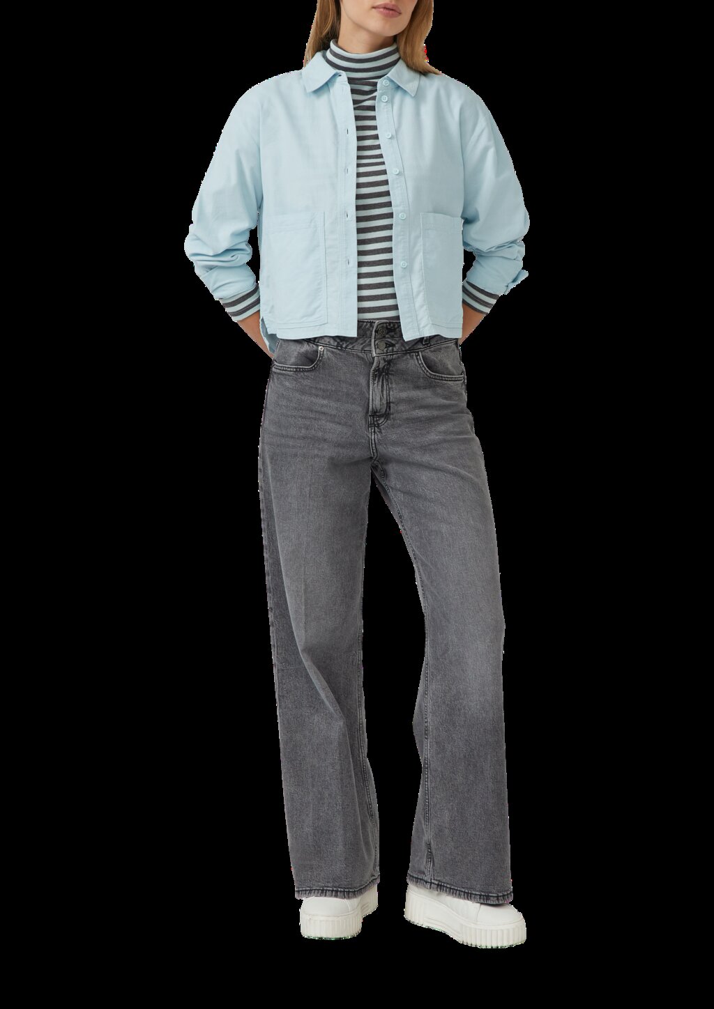 Verkürzte Feincord-Bluse mit aufgesetzten Taschen