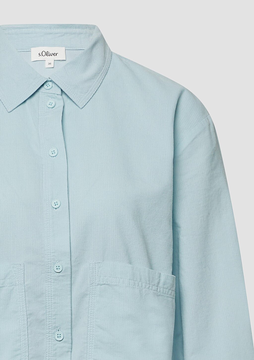 Verkürzte Feincord-Bluse mit aufgesetzten Taschen