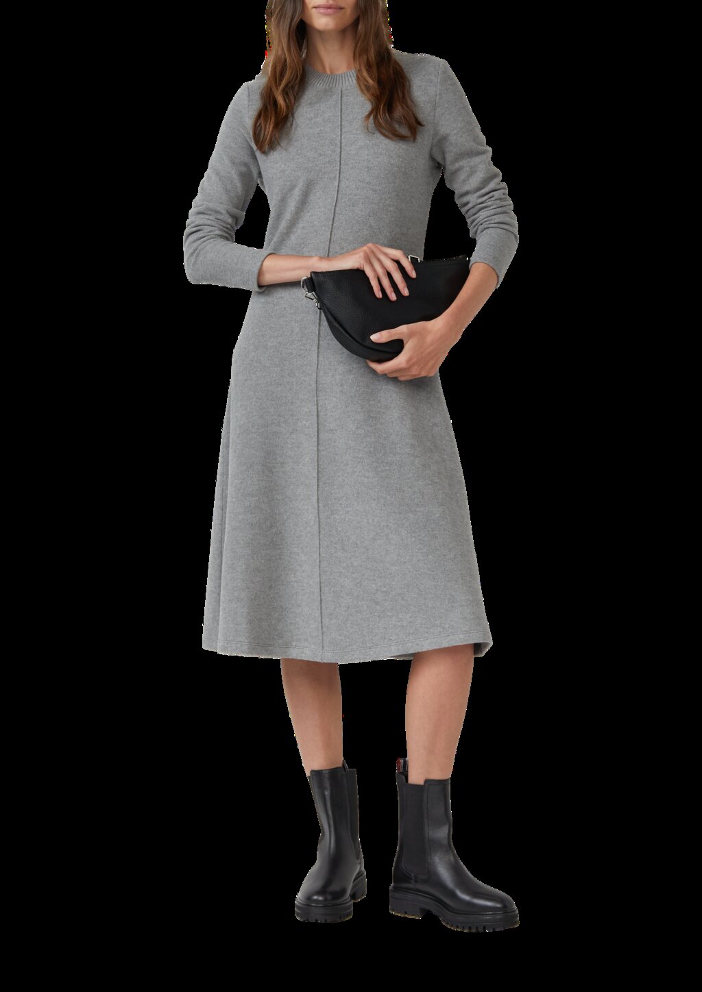 Strukturiertes Midikleid aus weichem Sweat im Slim Fit