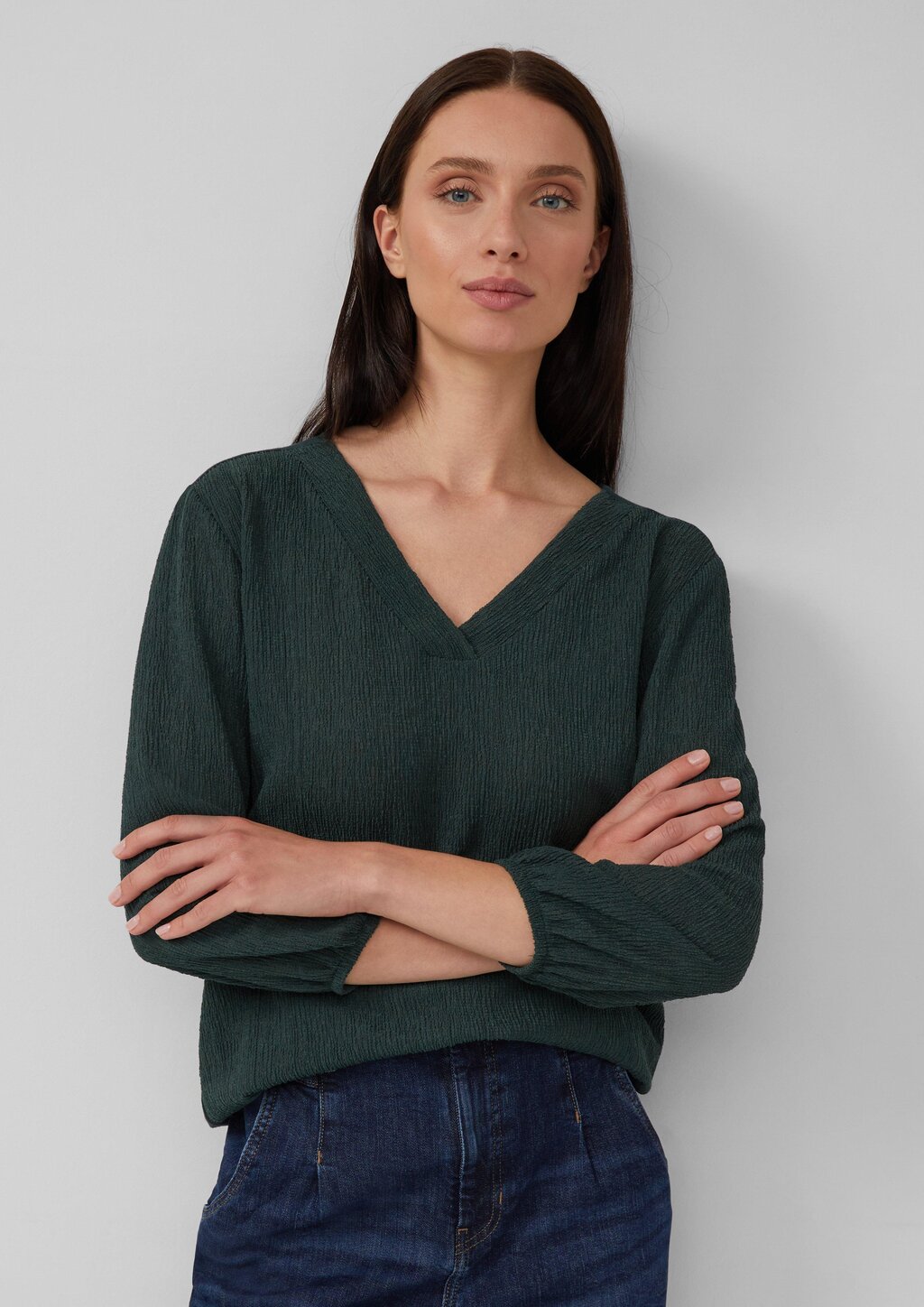 Strukturshirt im Fabricmix mit 3/4-Arm