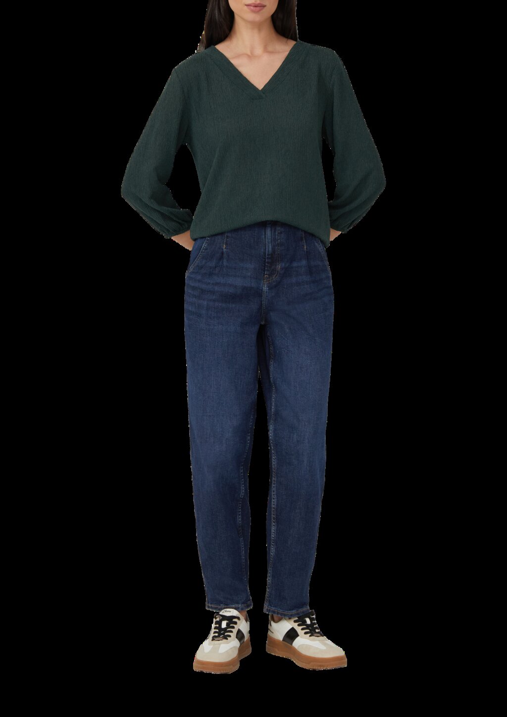 Strukturshirt im Fabricmix mit 3/4-Arm