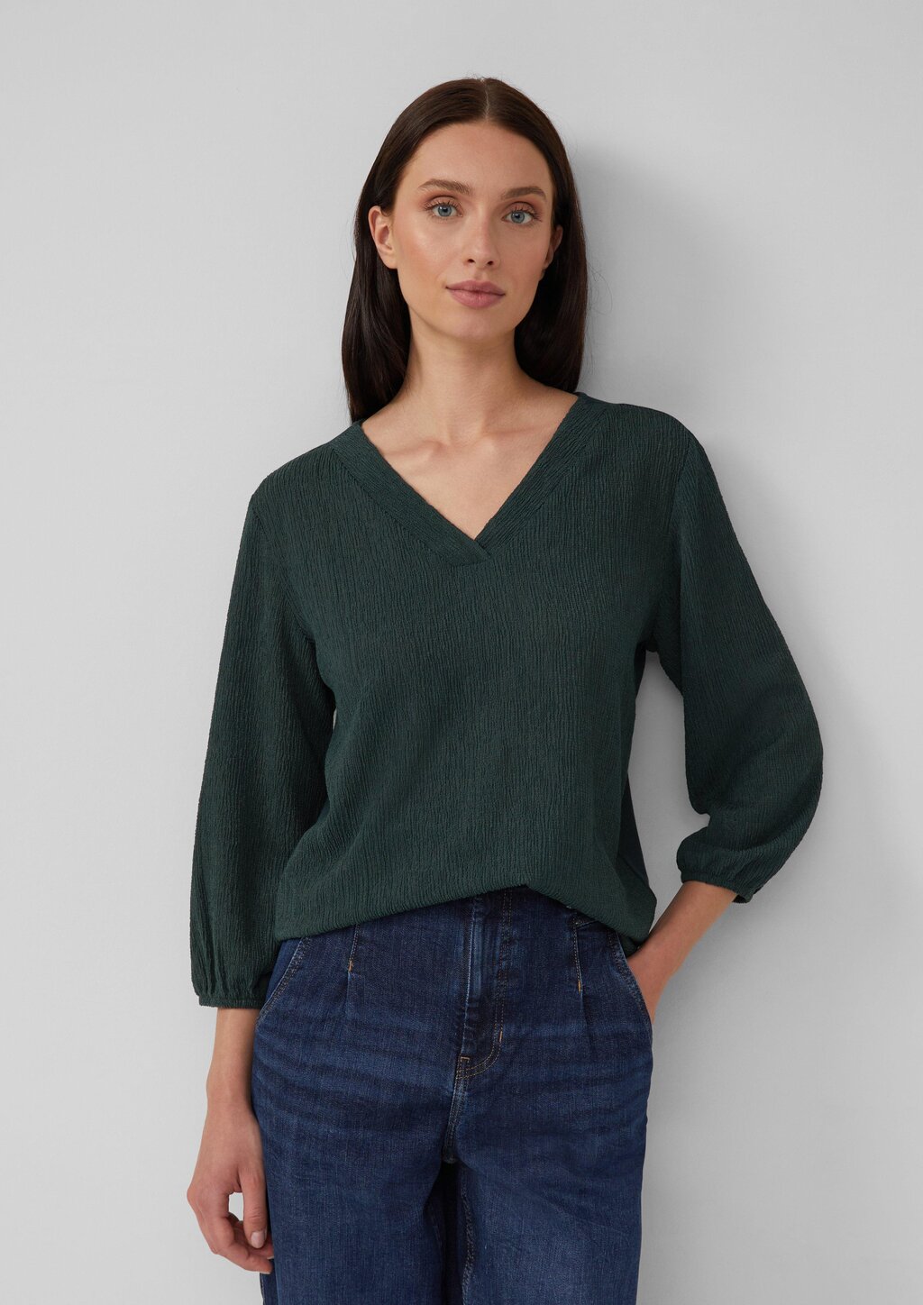 Strukturshirt im Fabricmix mit 3/4-Arm