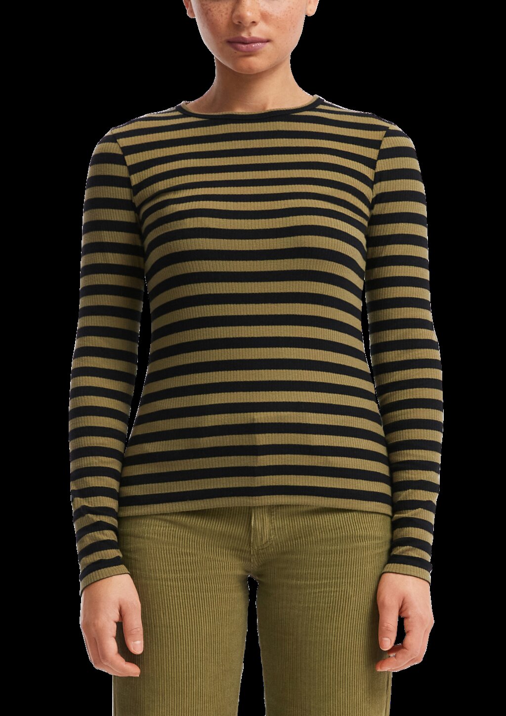 Geripptes Longsleeve im Slim Fit