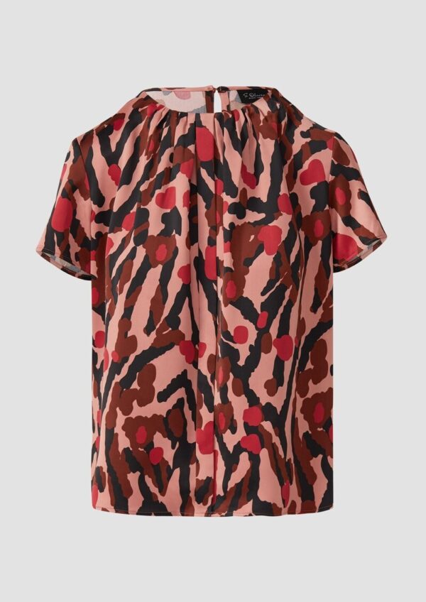 Kurzarm-Bluse mit Raffung und Blende