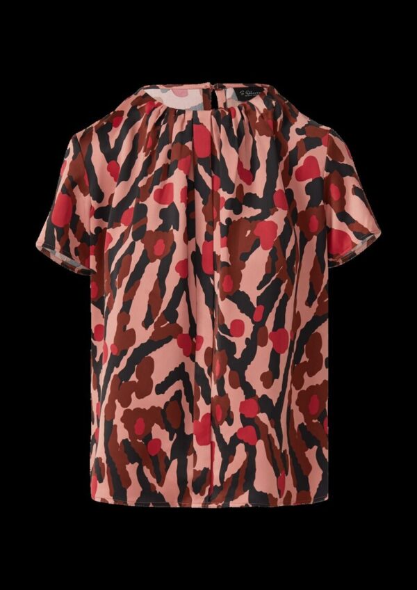 Kurzarm-Bluse mit Raffung und Blende