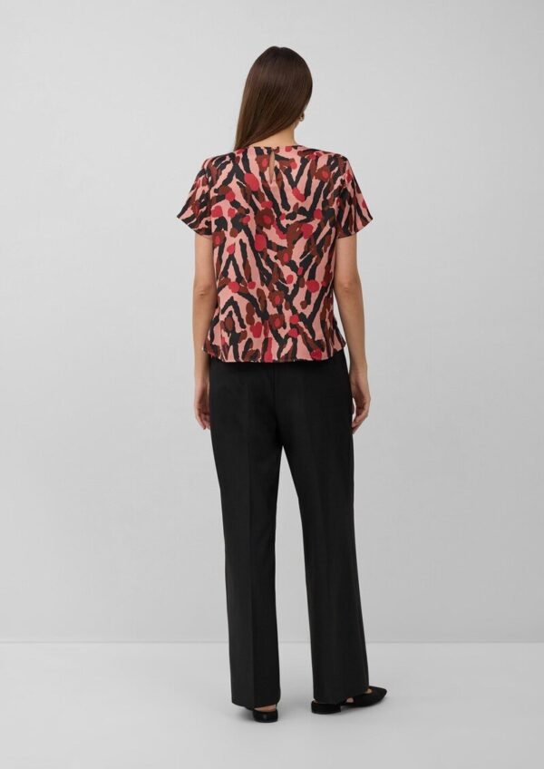 Kurzarm-Bluse mit Raffung und Blende