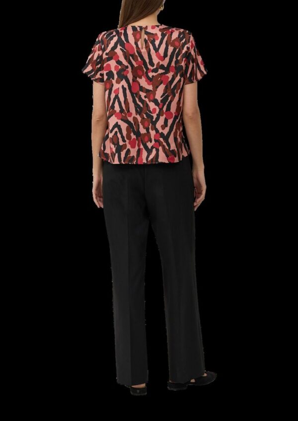 Kurzarm-Bluse mit Raffung und Blende