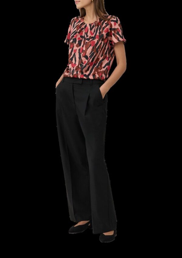 Kurzarm-Bluse mit Raffung und Blende