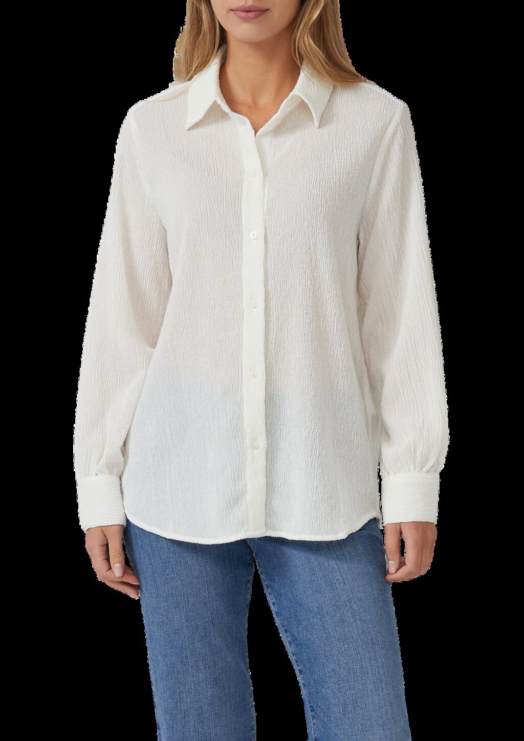 Elastisch Strukturbluse mit Raffung am Rücken