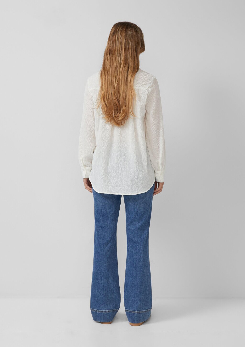 Elastisch Strukturbluse mit Raffung am Rücken