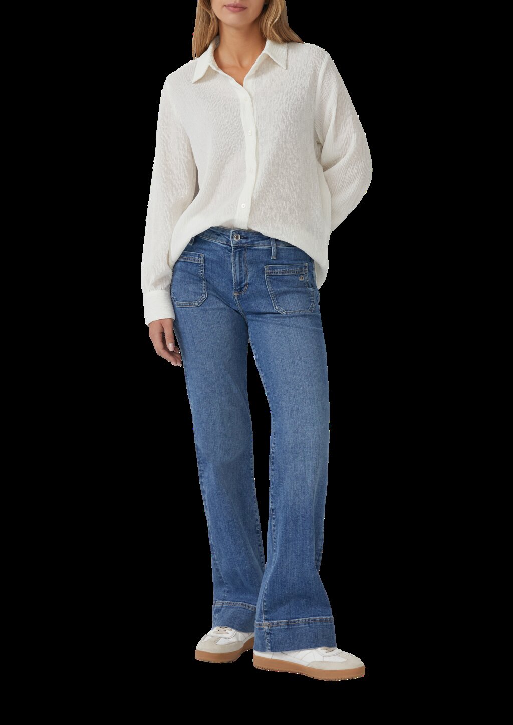 Elastisch Strukturbluse mit Raffung am Rücken