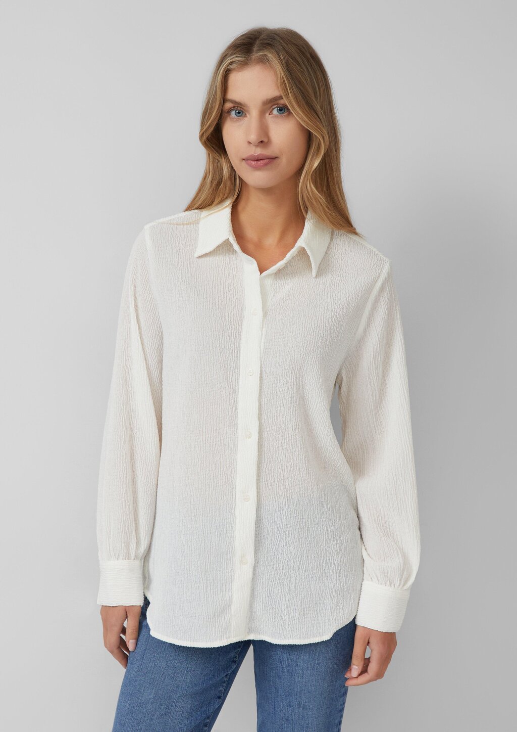 Elastisch Strukturbluse mit Raffung am Rücken