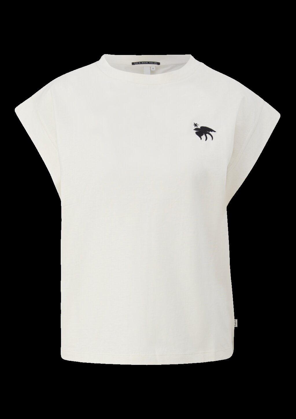 T-Shirt mit überschnittenen Schultern und Stickerei