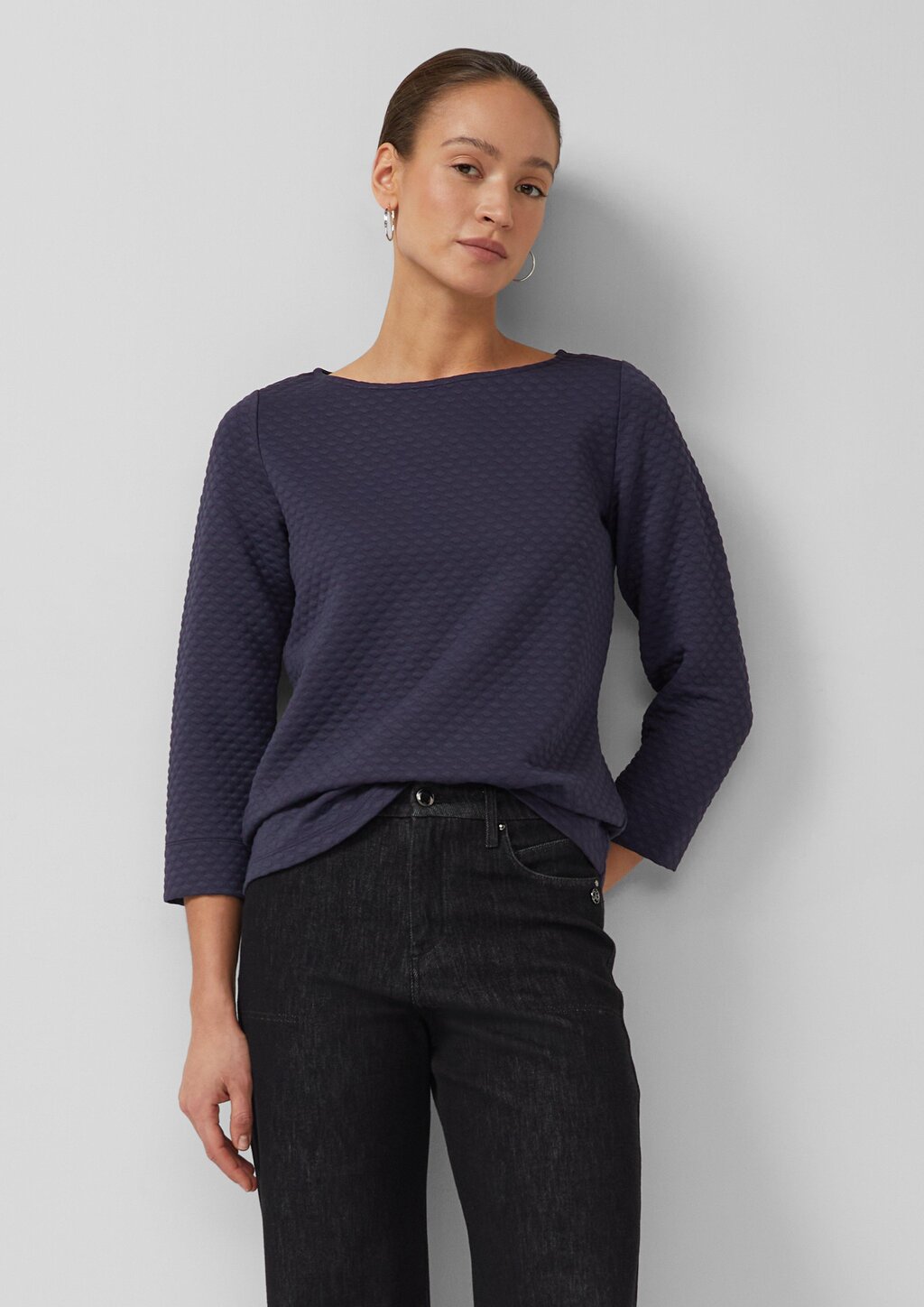 Jacquard-Sweatshirt im Relaxed Fit mit U-Boot-Ausschnitt