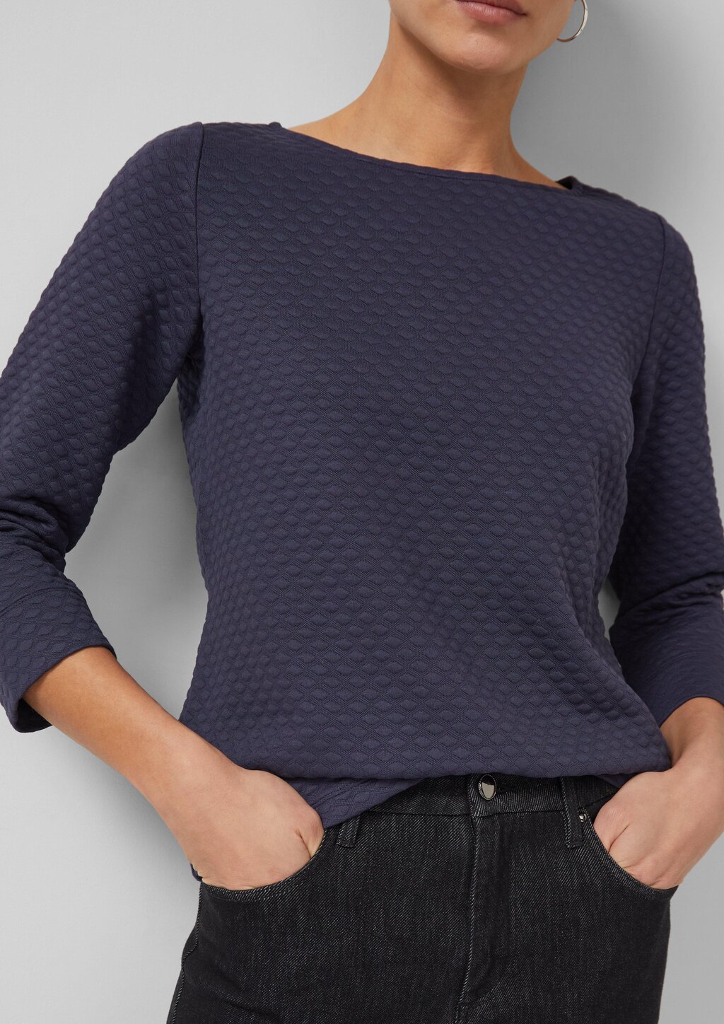 Jacquard-Sweatshirt im Relaxed Fit mit U-Boot-Ausschnitt