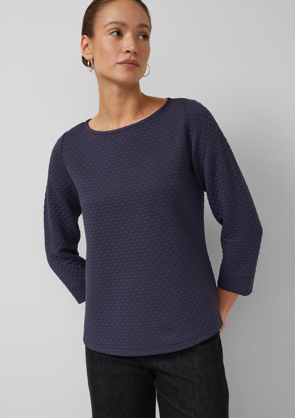 Jacquard-Sweatshirt im Relaxed Fit mit U-Boot-Ausschnitt