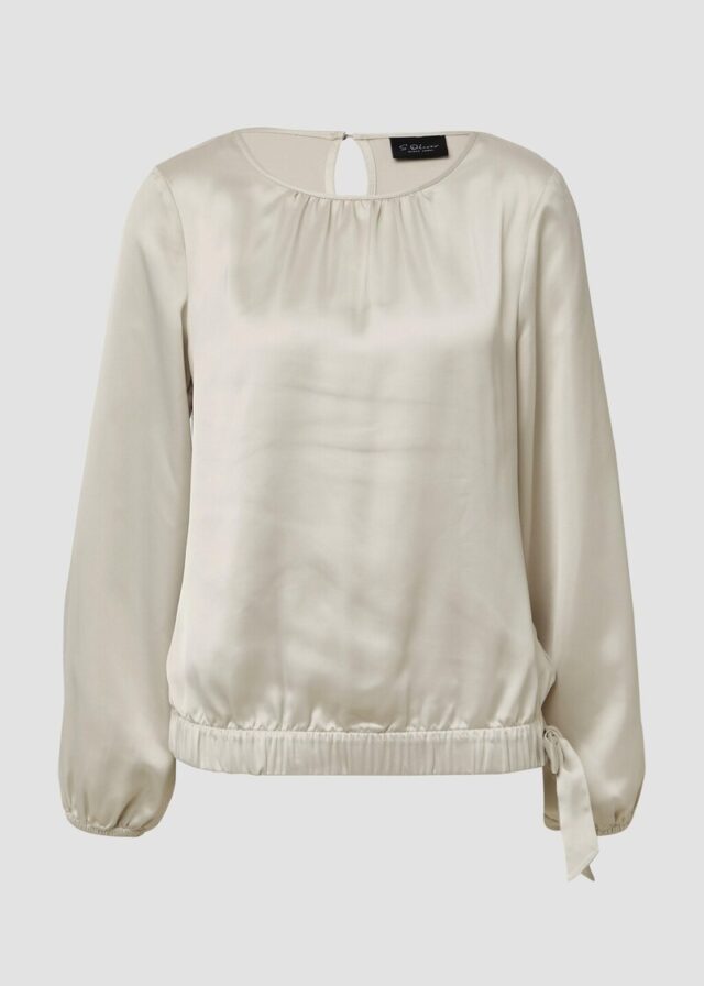 Satin-Bluse mit Binde-Detail am Saum