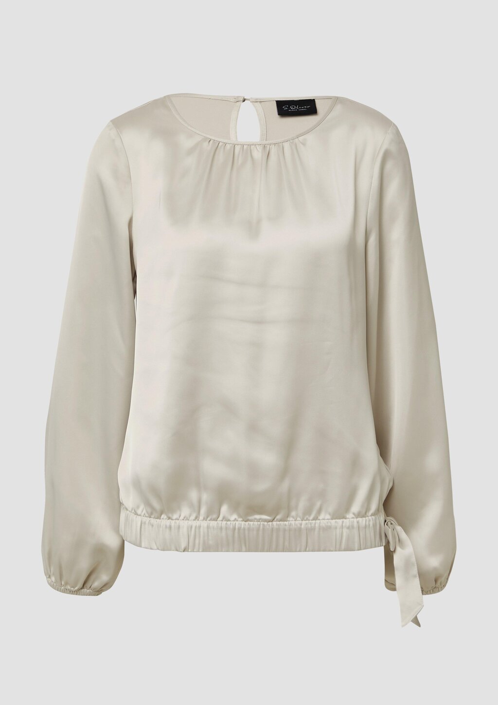 Satin-Bluse mit Binde-Detail am Saum